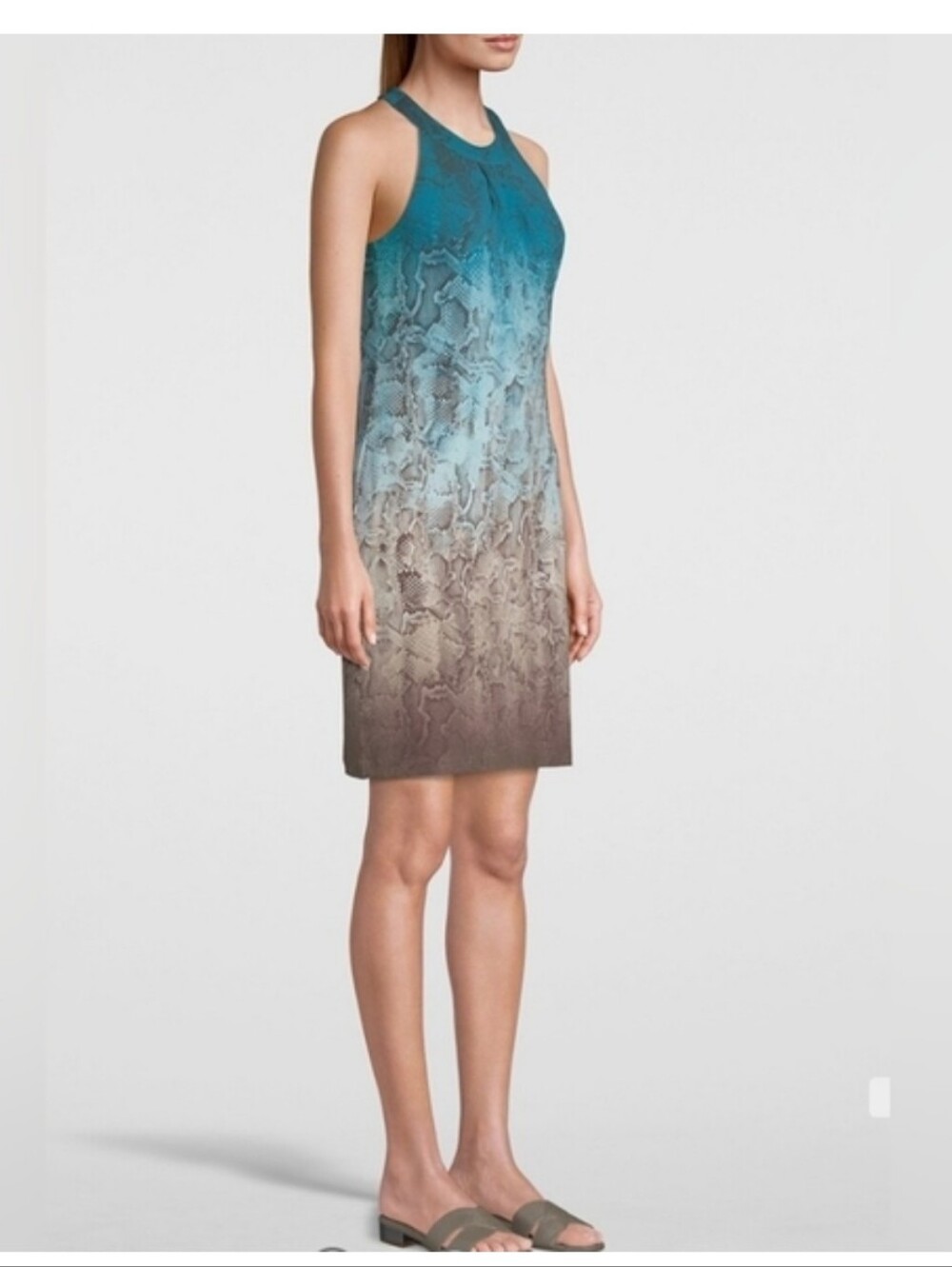 NWOT! Summer Resort Club Animal Print A-Line Women's Halter Ombre Midi Dress XS